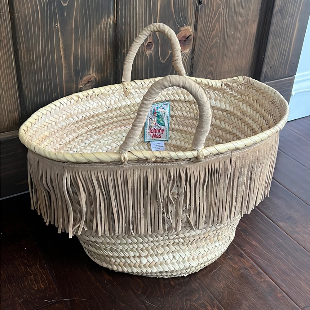 Johnny Was Basket bag with suede fringe